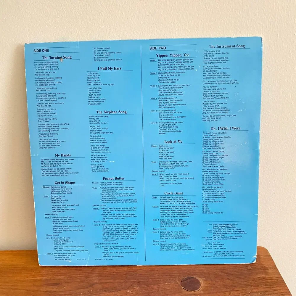 Vintage 1987 Following Directions Sing & Learn Vinyl Record